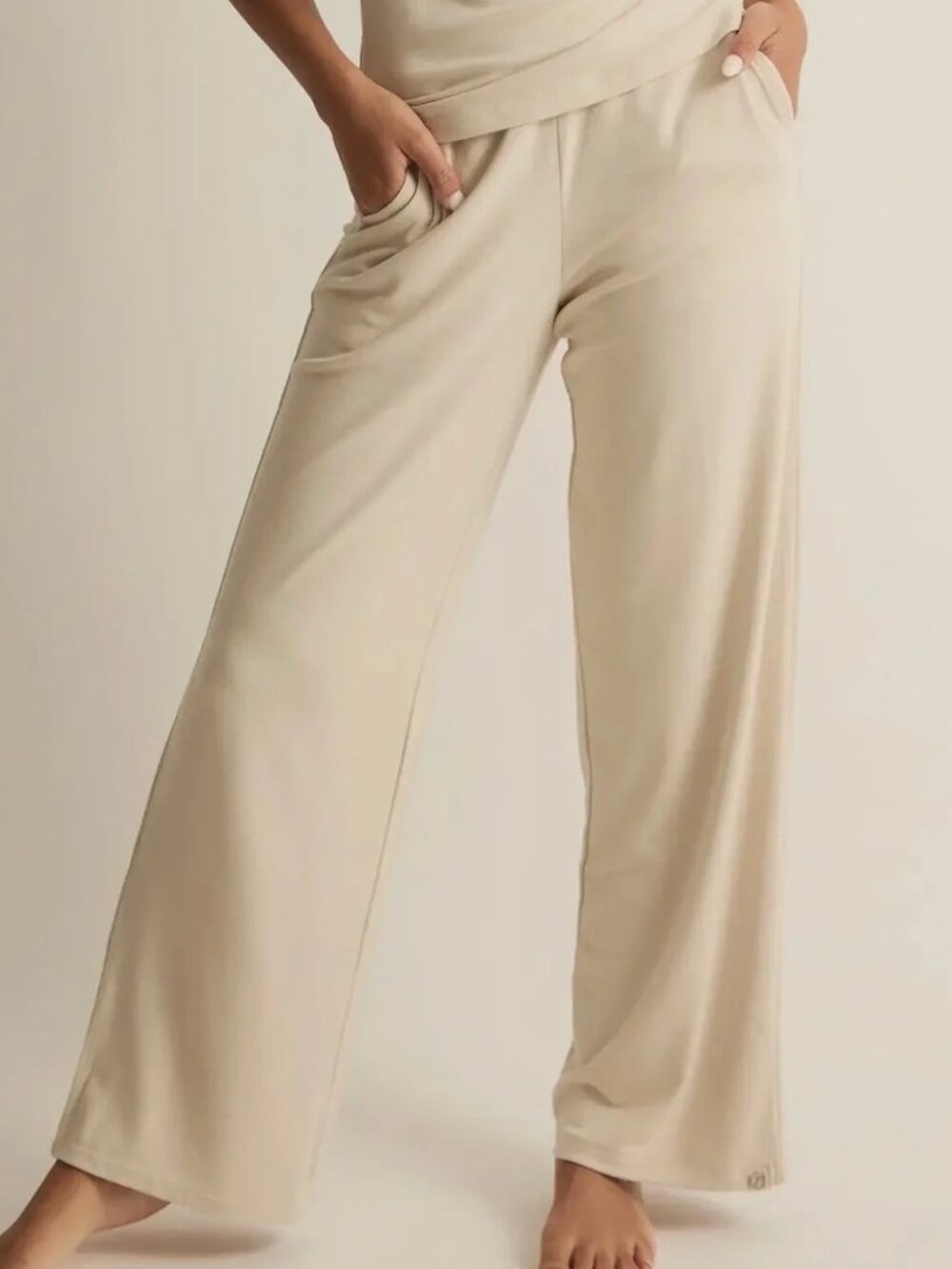 FACEPLANT DREAMS Lounge Pants Soft Collection Women's Large Oatmeal NEW Bamboo